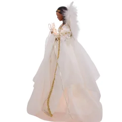 New The Jolly Christmas Shop Kurt Adler 12" UL 10-Light African American Ivory And Gold Christmas Tree Topper UL2230