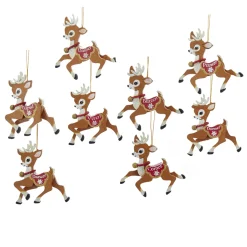 Sale The Jolly Christmas Shop Kurt Adler 4" Wooden Santa's Reindeer Christmas Ornament Set Of 8 C6875
