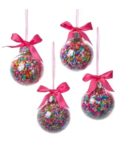 Sale The Jolly Christmas Shop Kurt Adler 60MM Set Of 4 Bubblegum Balls With Sprinkles Christmas Ornaments D4419