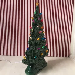 Hot The Jolly Christmas Shop Large Flat Ceramic Lighted Window Or Mantel Christmas Tree 19