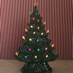 Hot The Jolly Christmas Shop Large Flat Ceramic Lighted Window Or Mantel Christmas Tree 19