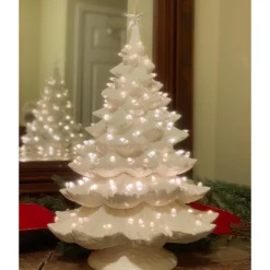 Best The Jolly Christmas Shop Large Lighted White Ceramic Christmas Tree 23"