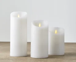 The Jolly Christmas Shop Liown 3.5" X 5", 7", Or 9" Moving Flame White Unscented Pillar Battery Candle