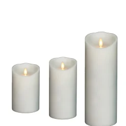 The Jolly Christmas Shop Liown 3.5" X 5", 7", Or 9" Moving Flame White Unscented Pillar Battery Candle