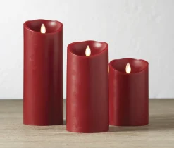 Sale The Jolly Christmas Shop Liown 3.5" X 5", 7", Or 9" Moving Flame Burgundy Red-Cinnamon Scented Pillar Battery Candle