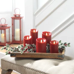 Sale The Jolly Christmas Shop Liown 3.5" X 5", 7", Or 9" Moving Flame Burgundy Red-Cinnamon Scented Pillar Battery Candle