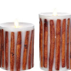 Sale The Jolly Christmas Shop Liown 3.5" X 5" Or 7" Moving Flame Cinnamon Stick Pillar Candle