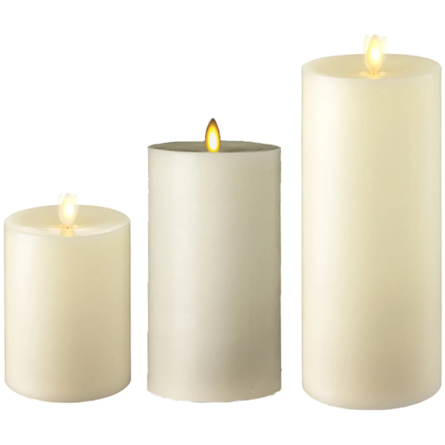 Best The Jolly Christmas Shop Liown 3.5" X 5" Or 7" Or 9" Flat Top Moving Flame Ivory Unscented Pillar Battery Candle
