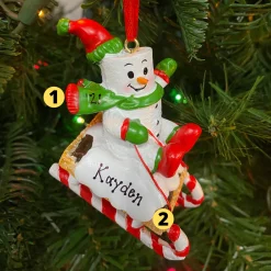 Hot The Jolly Christmas Shop Marshmallow Child On Sled Personalized Christmas Ornament MM20018