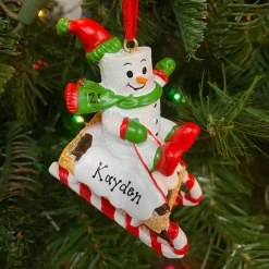 Hot The Jolly Christmas Shop Marshmallow Child On Sled Personalized Christmas Ornament MM20018