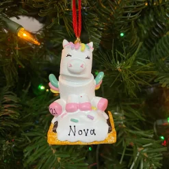 Best The Jolly Christmas Shop Marshmallow Unicorn Personalized Christmas Ornament MM20023