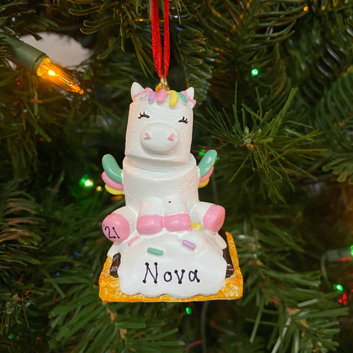 Best The Jolly Christmas Shop Marshmallow Unicorn Personalized Christmas Ornament MM20023