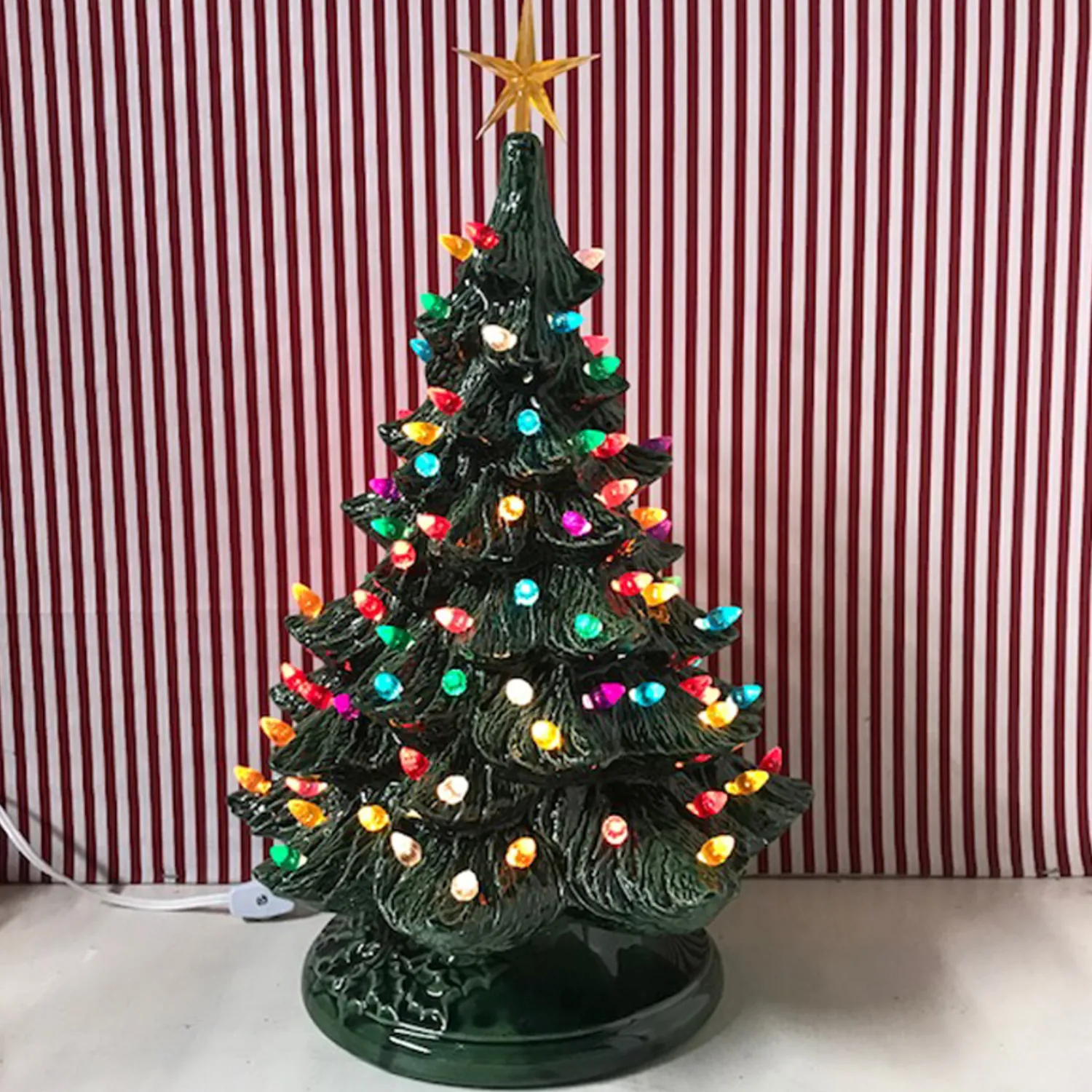 Online The Jolly Christmas Shop Medium Lighted Green Ceramic Christmas Tree 17"