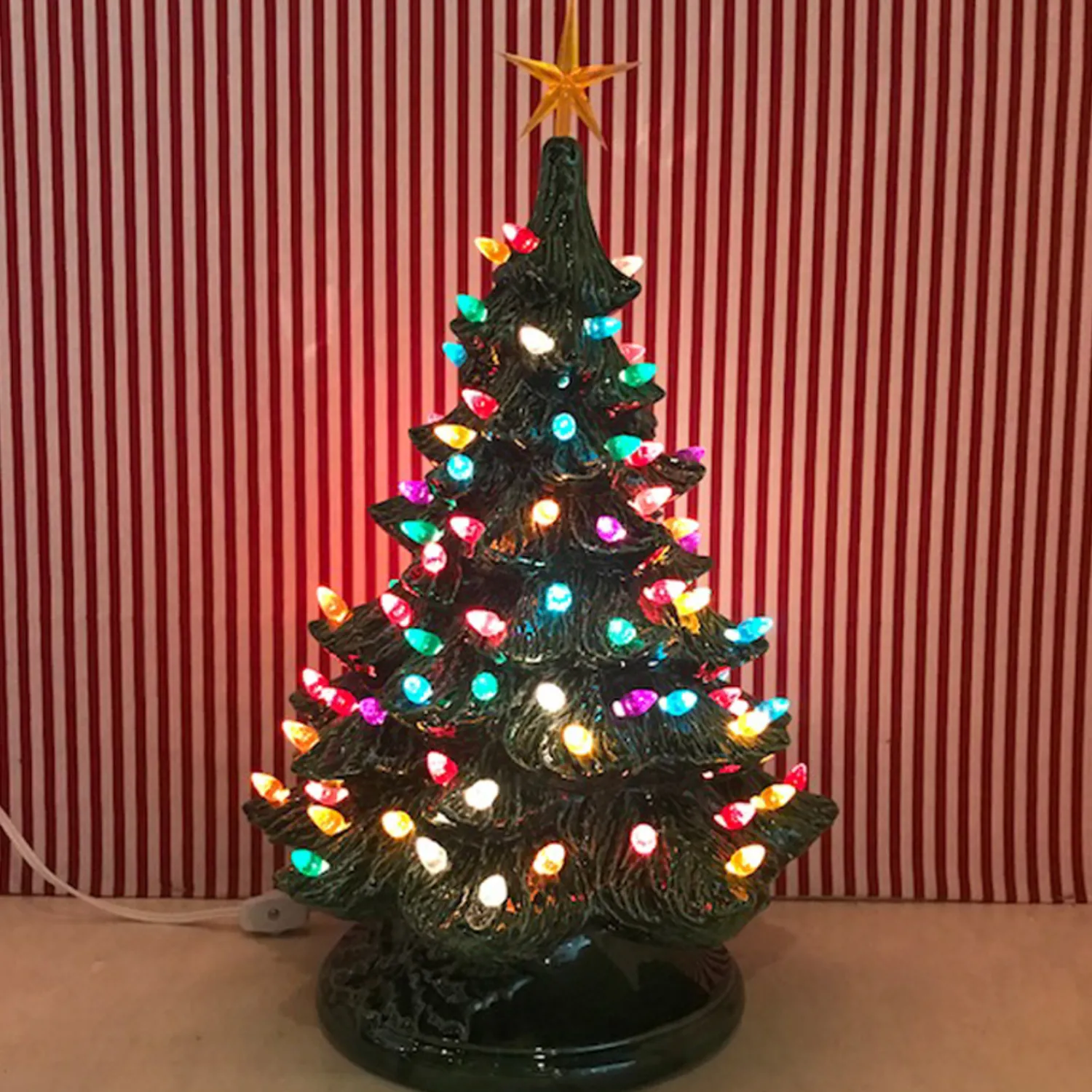 Online The Jolly Christmas Shop Medium Lighted Green Ceramic Christmas Tree 17"