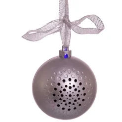 Clearance The Jolly Christmas Shop 70MM Bluetooth Musical Silver Ball Christmas Ornament USB1300