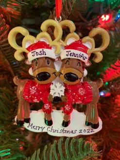 Hot The Jolly Christmas Shop Mr. & Mrs. Reindeer Couple Personalized Christmas Ornament OR2256-2