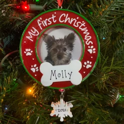 Online The Jolly Christmas Shop My First Christmas Dog Picture Frame Personalized Christmas Ornament PF1717