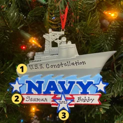 Discount The Jolly Christmas Shop Navy Air Craft Carrier Personalized Christmas Ornament OR1394
