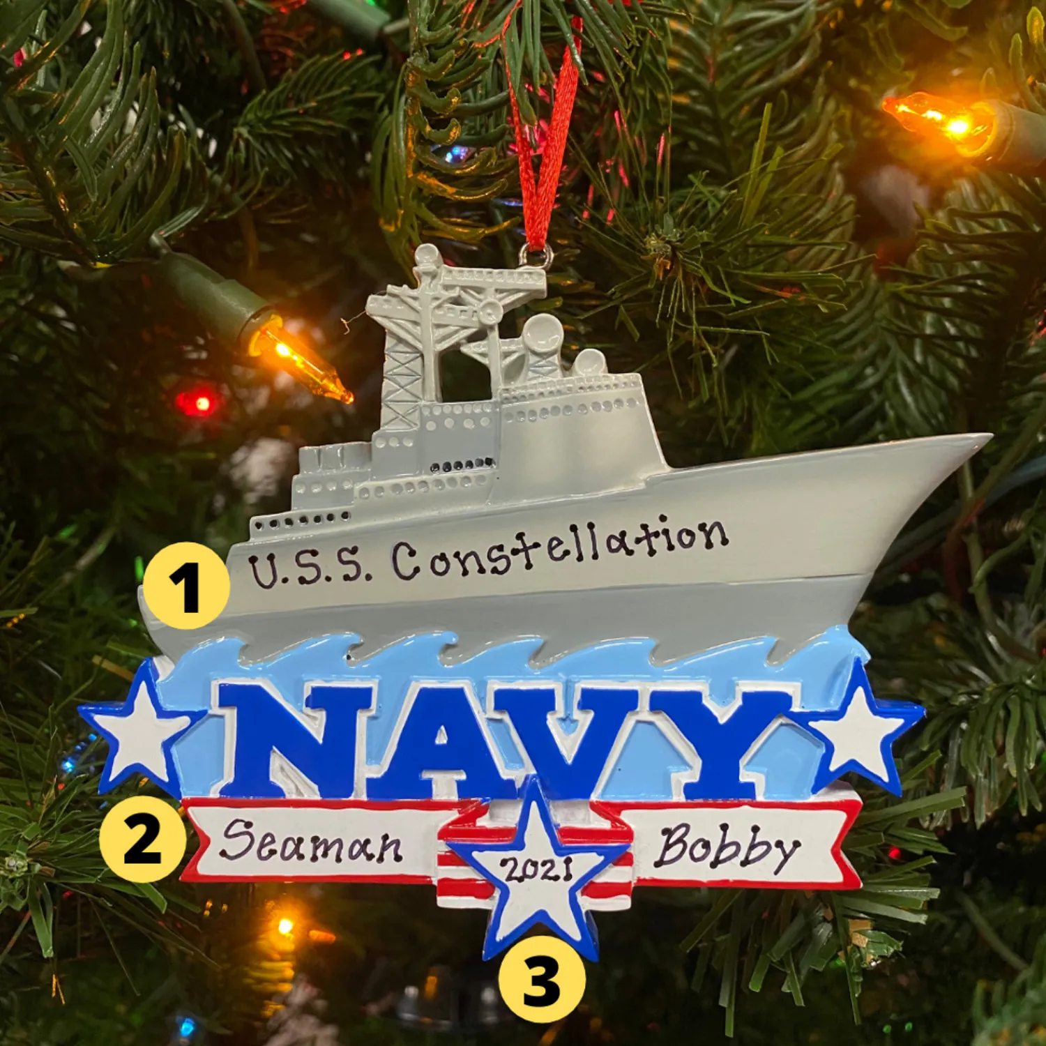 Discount The Jolly Christmas Shop Navy Air Craft Carrier Personalized Christmas Ornament OR1394