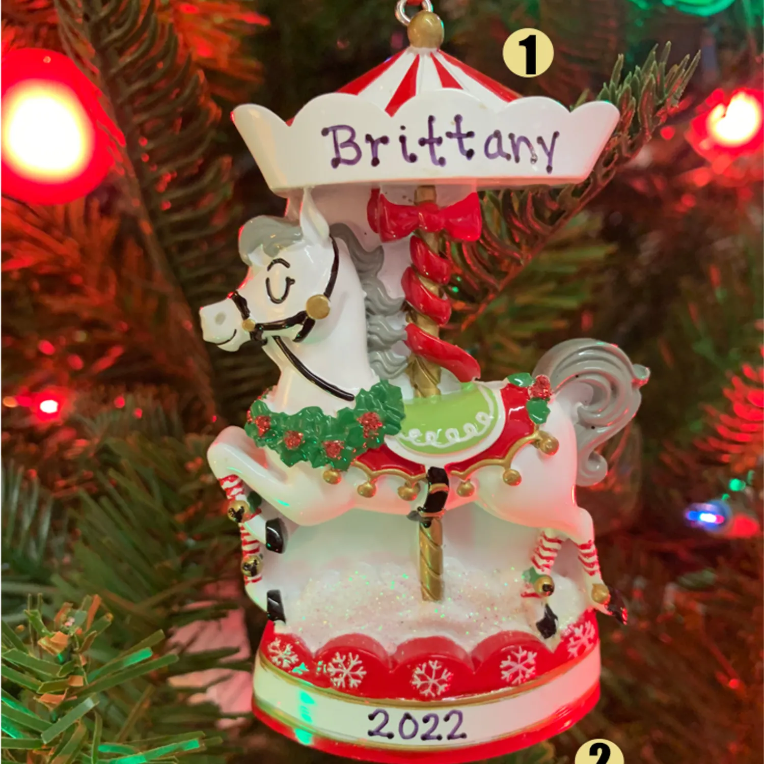 The Jolly Christmas Shop Nostalgic Carousel Personalized Christmas Ornament OR2392