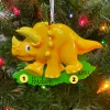 Clearance The Jolly Christmas Shop Orange Triceratops Dinosaur Personalized Christmas Ornament OR816-C