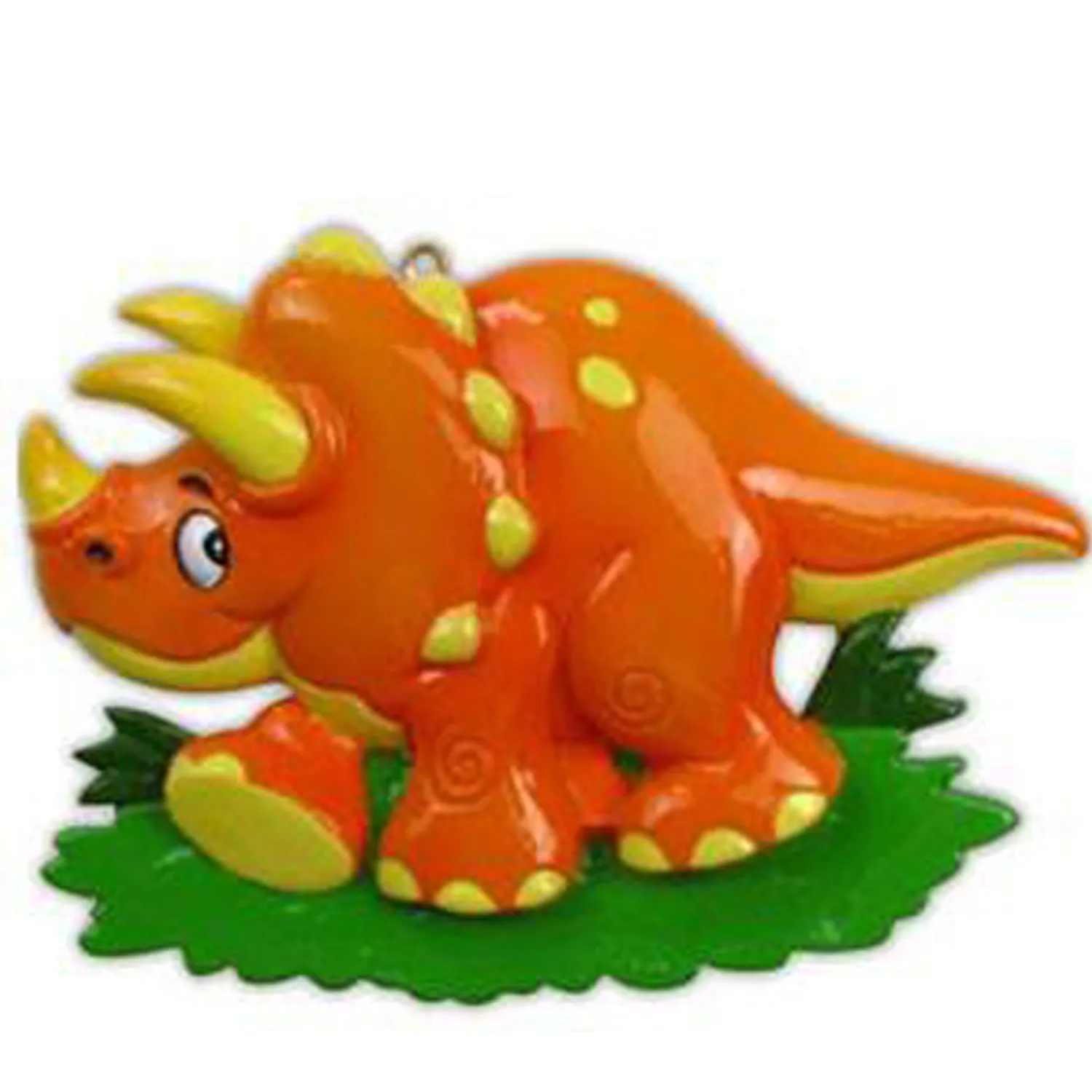 Clearance The Jolly Christmas Shop Orange Triceratops Dinosaur Personalized Christmas Ornament OR816-C
