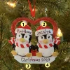 Hot The Jolly Christmas Shop Penguin Couple First Christmas Personalized Christmas Ornament OR1721
