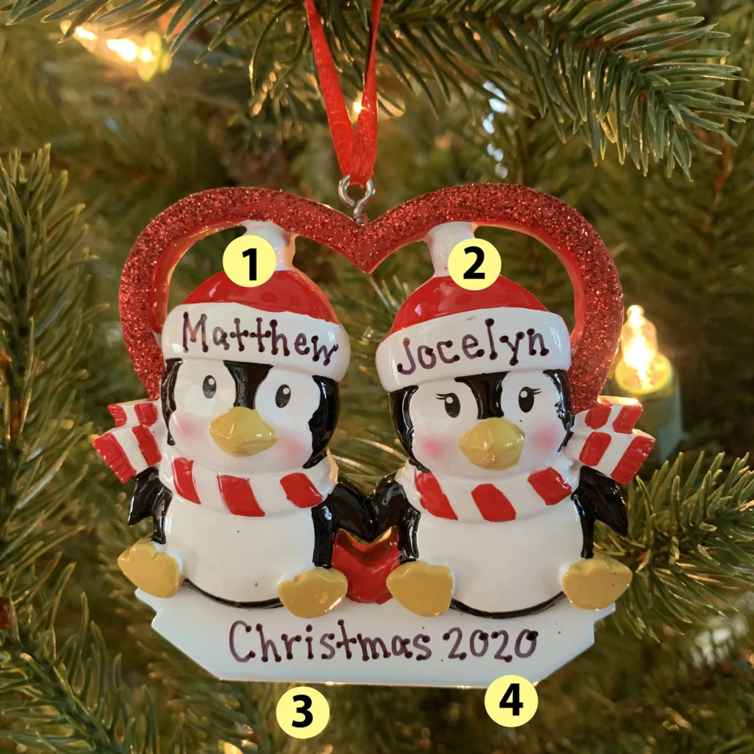 Hot The Jolly Christmas Shop Penguin Couple First Christmas Personalized Christmas Ornament OR1721