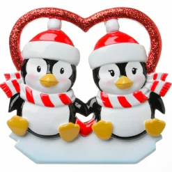 Hot The Jolly Christmas Shop Penguin Couple First Christmas Personalized Christmas Ornament OR1721
