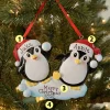 Hot The Jolly Christmas Shop Penguin Couple Throwing Snowballs Personalized Christmas Ornament OR1318