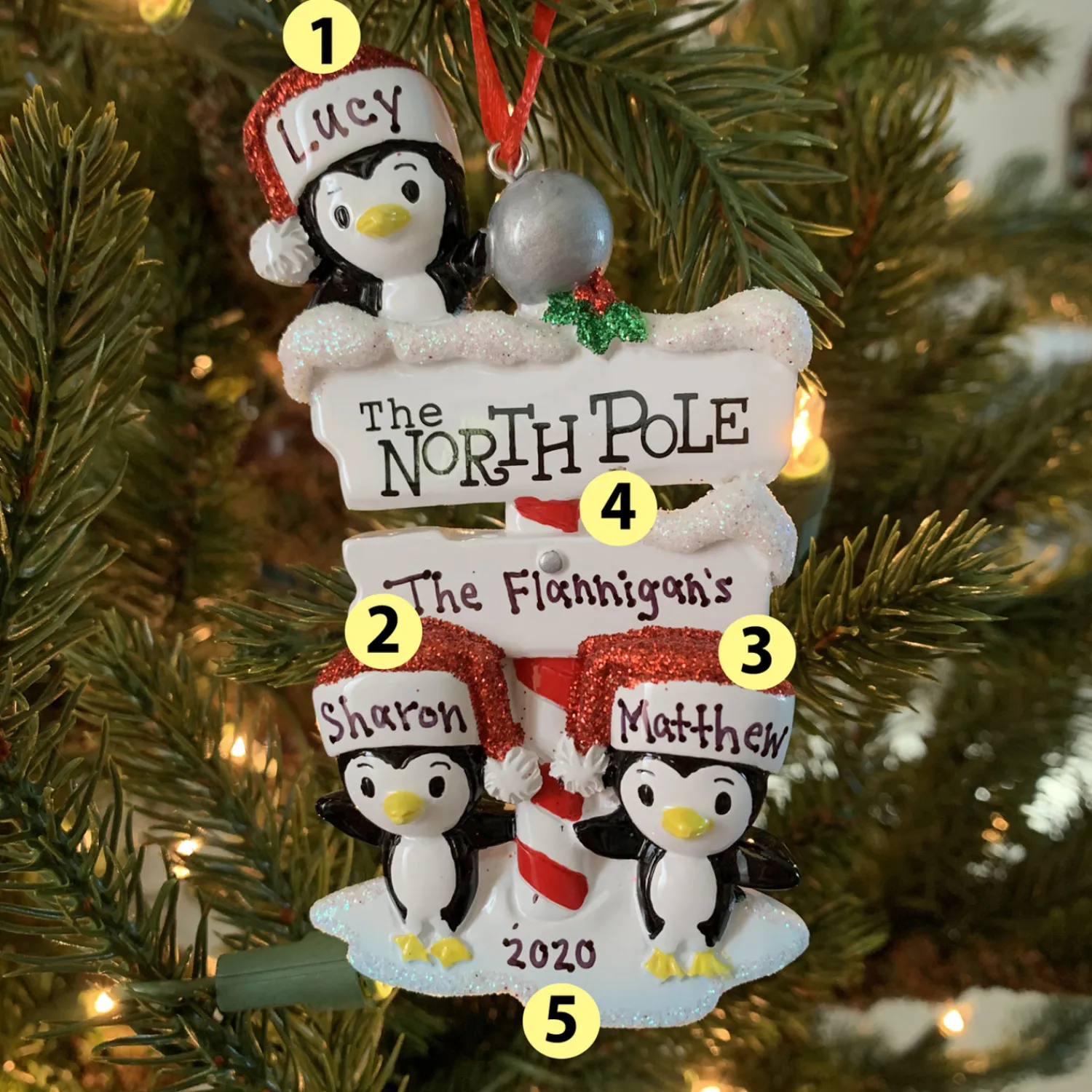 Outlet The Jolly Christmas Shop Penguin Family Of 3 At The North Pole Personalized Christmas Ornament OR1739-3