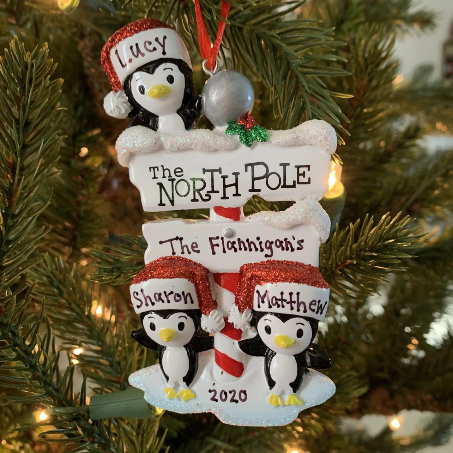Outlet The Jolly Christmas Shop Penguin Family Of 3 At The North Pole Personalized Christmas Ornament OR1739-3
