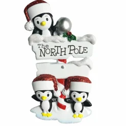 Outlet The Jolly Christmas Shop Penguin Family Of 3 At The North Pole Personalized Christmas Ornament OR1739-3