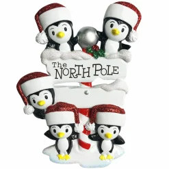 Hot The Jolly Christmas Shop Penguin Family Of 5 At The North Pole Personalized Christmas Ornament OR1739-5