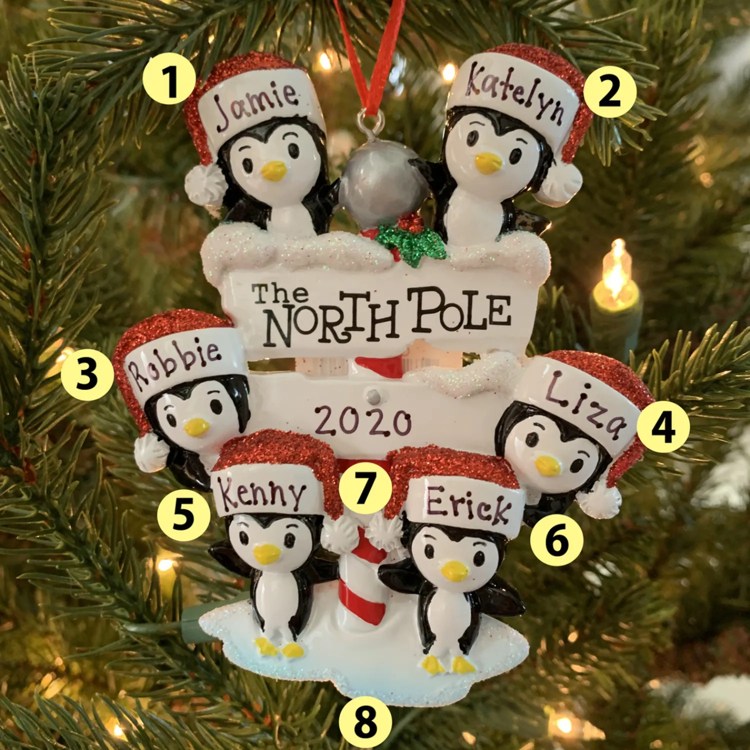 Clearance The Jolly Christmas Shop Penguin Family Of 6 At The North Pole Personalized Christmas Ornament OR1739-6