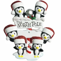 Clearance The Jolly Christmas Shop Penguin Family Of 6 At The North Pole Personalized Christmas Ornament OR1739-6
