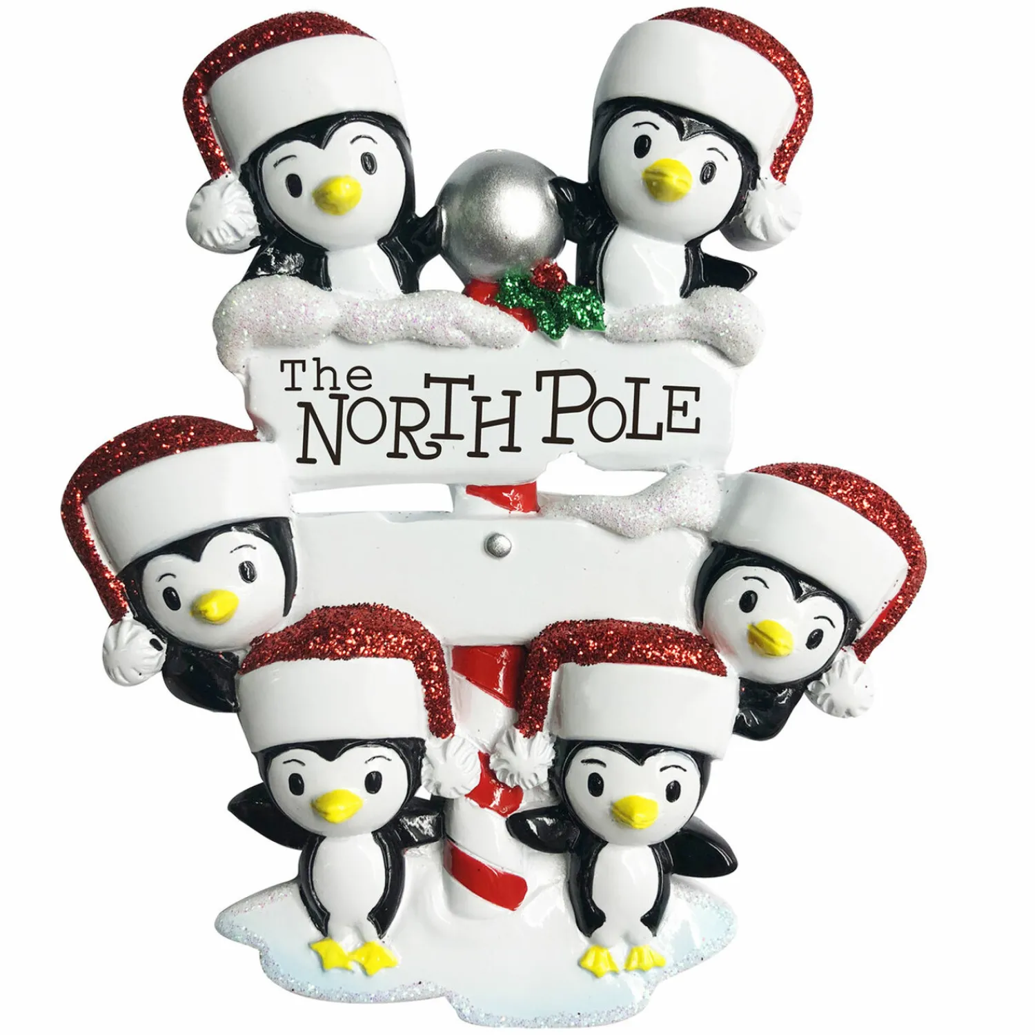 Clearance The Jolly Christmas Shop Penguin Family Of 6 At The North Pole Personalized Christmas Ornament OR1739-6