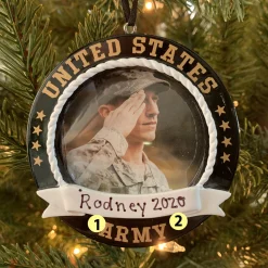 Clearance The Jolly Christmas Shop Personalized Black Army Frame Christmas Ornament