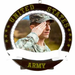 Clearance The Jolly Christmas Shop Personalized Black Army Frame Christmas Ornament