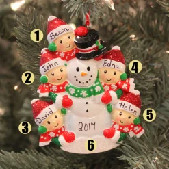 Discount The Jolly Christmas Shop Personalized Christmas Ornament Family Of 5 Building A Snowman OR1367-5