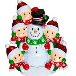 Discount The Jolly Christmas Shop Personalized Christmas Ornament Family Of 5 Building A Snowman OR1367-5