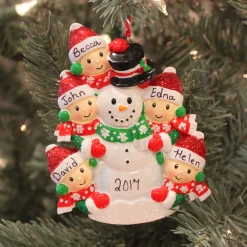 Discount The Jolly Christmas Shop Personalized Christmas Ornament Family Of 5 Building A Snowman OR1367-5