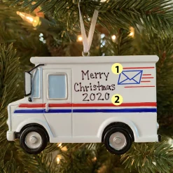 Best The Jolly Christmas Shop Postal Worker Mail Truck Personalized Christmas Ornament OR1815