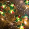 Hot The Jolly Christmas Shop Primitives By Kathy 42" Battery Operated Lighted Holly Wire Christmas Lights 29322