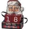 Outlet The Jolly Christmas Shop Primitives By Kathy 5.5" Buffalo Check Santa Face Advent Calendar Blocks 110095