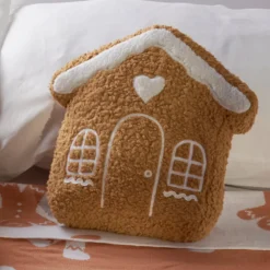 Hot The Jolly Christmas Shop Primitives By Kathy 12" Gingerbread House Shaped Christmas Pillow 119009