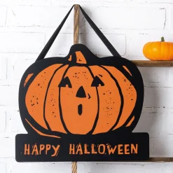 The Jolly Christmas Shop Primitives By Kathy 13" Happy Halloween Wall Hanging Sign 113482