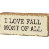 Best The Jolly Christmas Shop Primitives By Kathy 3.5" I Love Fall Most Of All Block Sign 110289