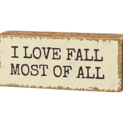 Best The Jolly Christmas Shop Primitives By Kathy 3.5" I Love Fall Most Of All Block Sign 110289