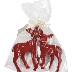 The Jolly Christmas Shop Primitives By Kathy 6" Red Velvet Flocked Deer Christmas Figures Set Of 2 107781